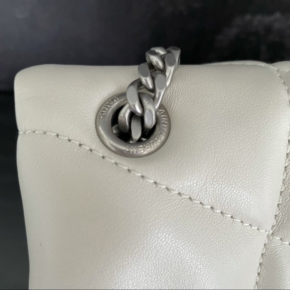 Saint Laurent White Loulou Puffer Mini Leather Bag - Picture 5 of 14